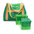 Kit Bolsa Verde com Detalhes Laranja e 2 Nécessaires Modernas e Espaçosas