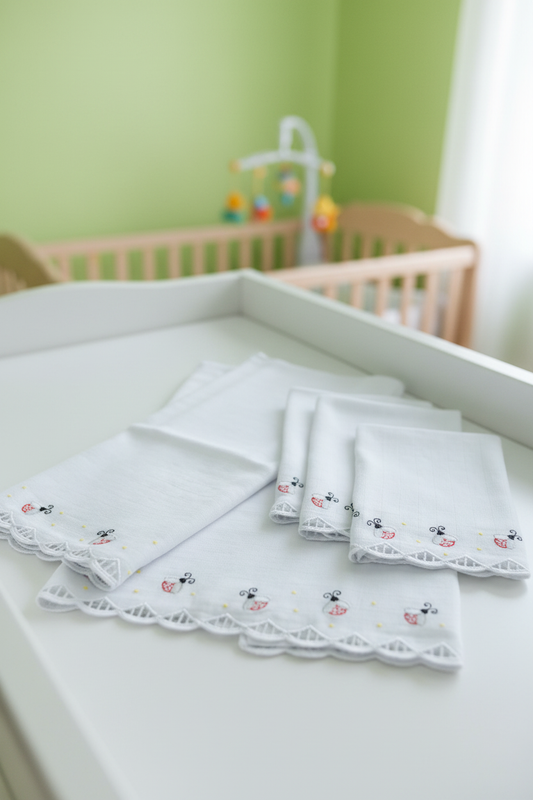 Kit Fralda Catarina Bordada Delicadeza e Elegância para o Enxoval do Seu Bebê