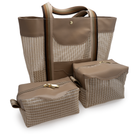 Bolsa Feminina com 2 Nécessaires Marrons Elegantes para Viagem Praia e Dia a Dia